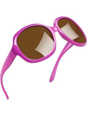 Women's Purple Brown Polarized UV Protection Sun Glasses Big Wide Shades Driving